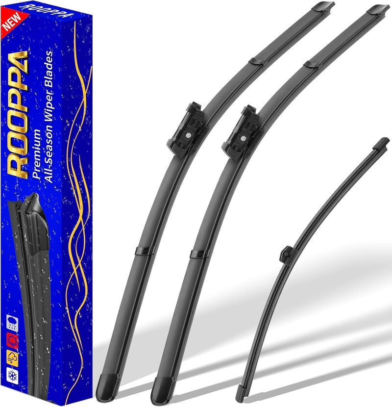 Rooppa 3 wipers Replacement for 2009-2017 Audi Q5/2014-2017 Audi SQ5/2019 2021 Q3, Windshield Wiper Blades Original Equipment Replacement - 24"/20"/13" (Set of 3) Top Lock - Image 1